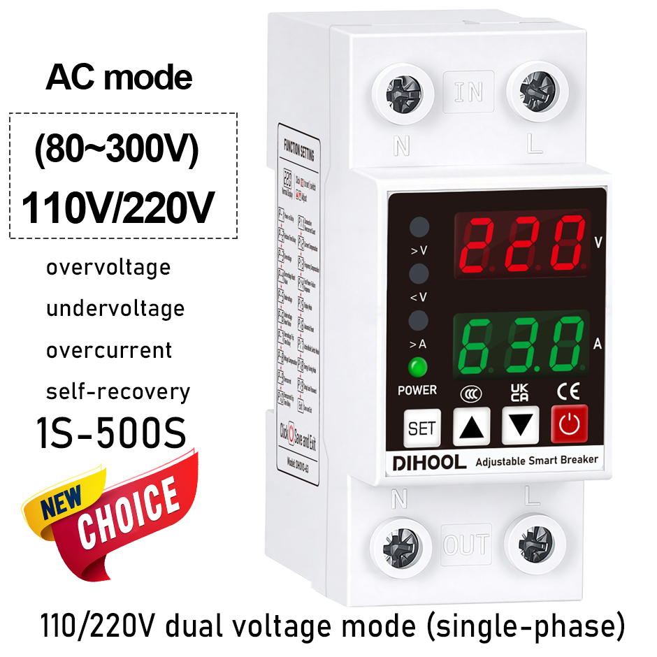 Ac Surge Protector - Instelbare spanning-stroombeveiliging 110/220V 80-300V Universeel Enfase