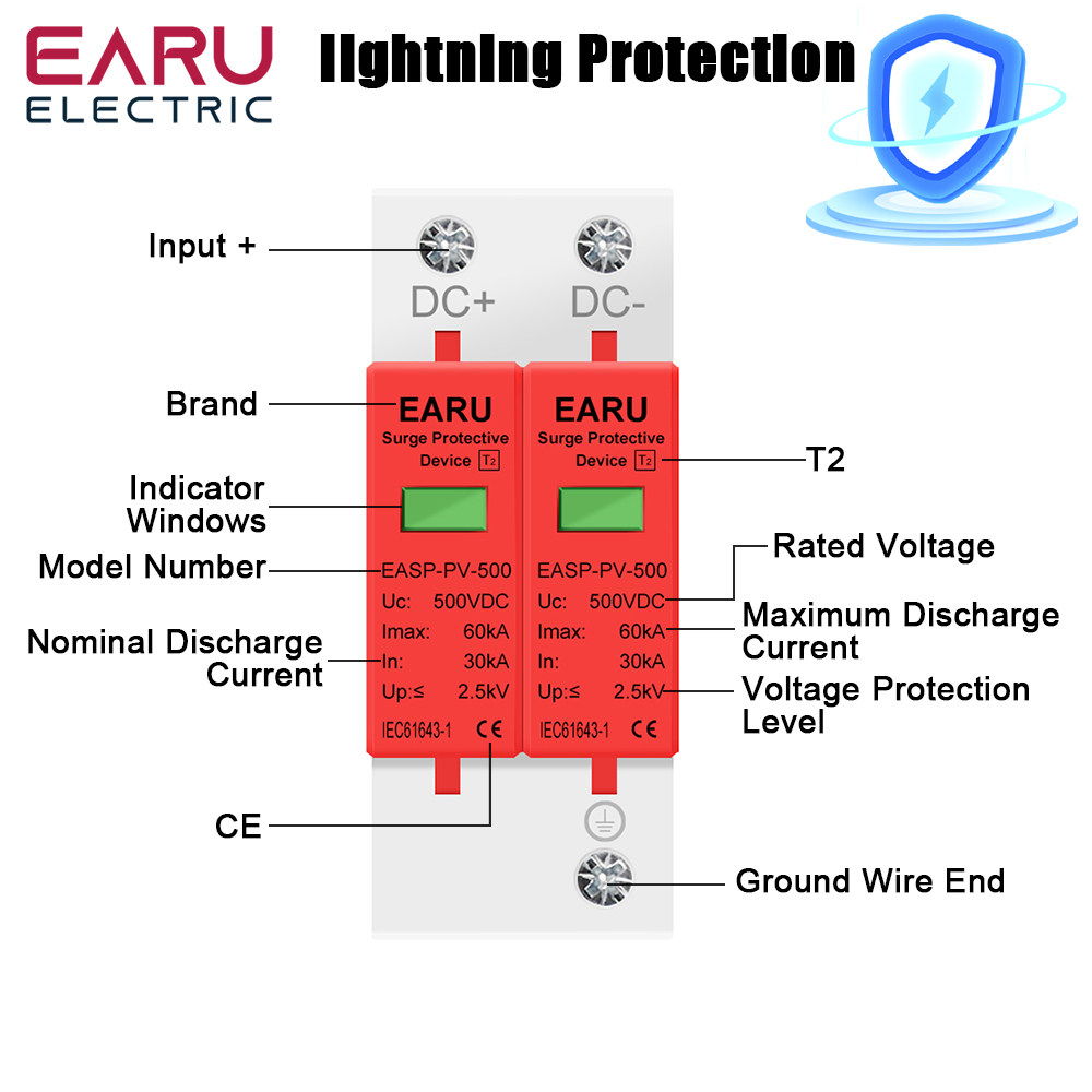 EARU 2P DC SPD Overspanningsbe - Ac Surge Protector recensie en prijs
